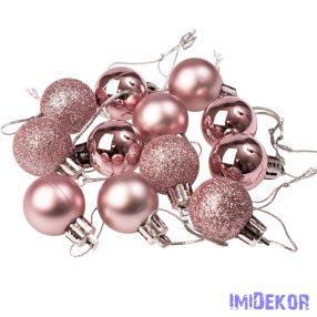 Karácsonyi gömb szett 12 db-os 2,5cm - Rózsaszín