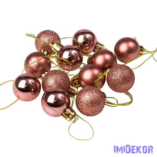 Karácsonyi gömb szett 12 db-os 2,5cm - Rosegold