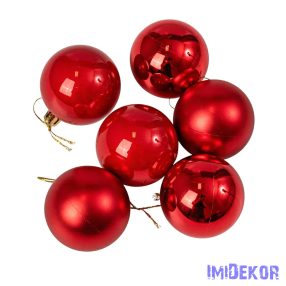 Karácsonyi gömb szett 6 db-os 6cm - Piros