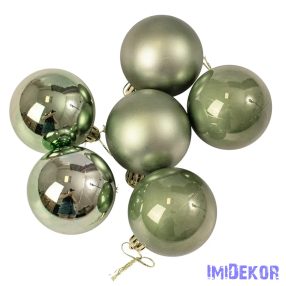 Karácsonyi gömb szett 6 db-os 6cm - Világoszöld