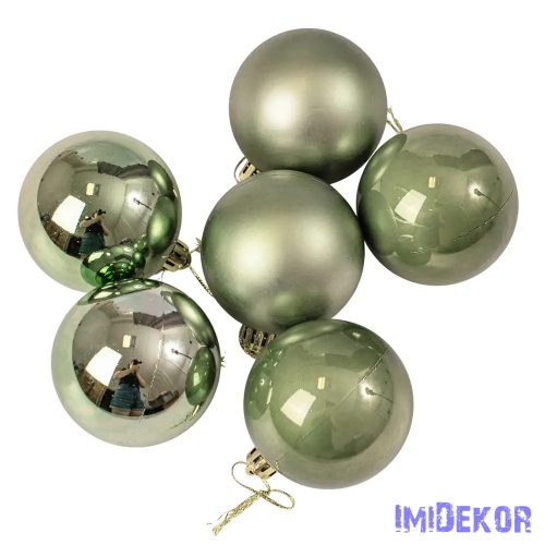 Karácsonyi gömb szett 6 db-os 6cm - Világoszöld