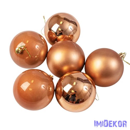 Karácsonyi gömb szett 6 db-os 6cm - Világosbarna