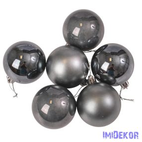 Karácsonyi gömb szett 6 db-os 6cm - Grafit