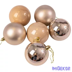 Karácsonyi gömb szett 6 db-os 8cm - Pezsgő