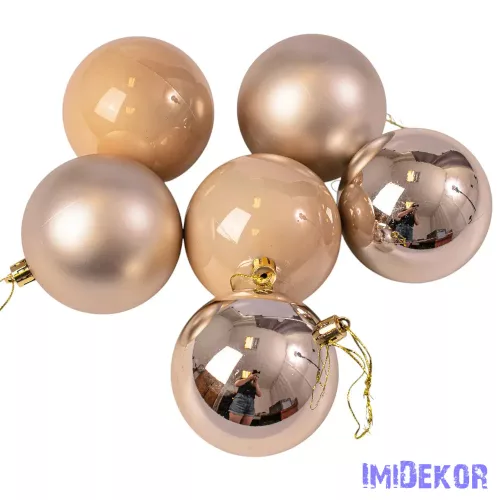 Karácsonyi gömb szett 6 db-os 8cm - Pezsgő