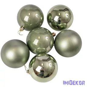 Karácsonyi gömb szett 6 db-os 8cm - Világoszöld