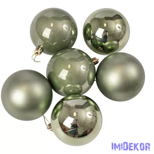 Karácsonyi gömb szett 6 db-os 8cm - Világoszöld