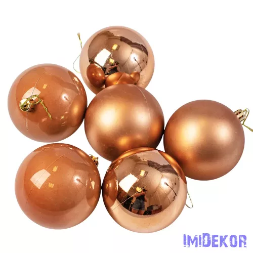 Karácsonyi gömb szett 6 db-os 8cm - Világosbarna