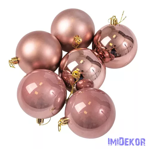 Karácsonyi gömb szett 6 db-os 8cm - Rosegold