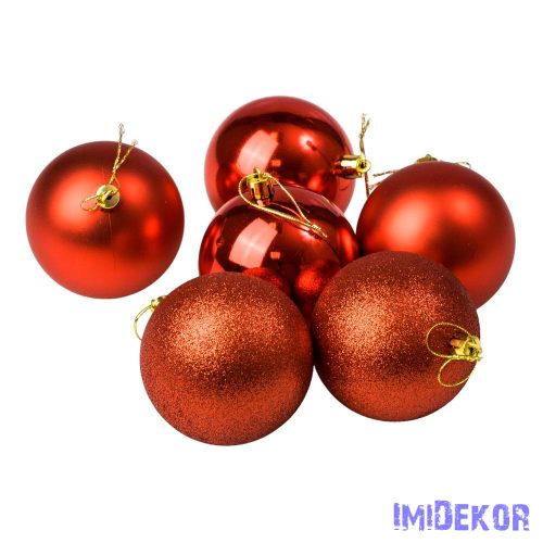 Karácsonyi gömb szett 6 db-os 8cm - Piros