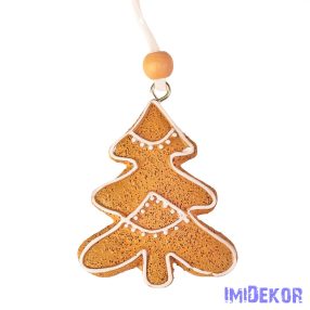   Mézeskalács fenyőfa dísz, polirezin, 5 x 6cm, kreatív felhasználásra vagy karácsonyfára
