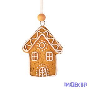   Mézeskalács házikó dísz, polirezin, 5 x 6cm, kreatív felhasználásra vagy karácsonyfára