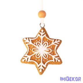   Mézeskalács hópihe dísz, polirezin, 5.5cm, kreatív felhasználásra vagy karácsonyfára