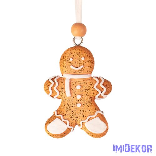 Mézeskalács dísz, polirezin, 4,5 x 6cm, kreatív felhasználásra vagy karácsonyfára