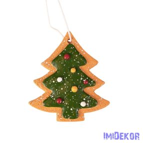   Mézeskalács fenyőfa dísz, polirezin, 7 x 6cm, kreatív felhasználásra vagy karácsonyfára