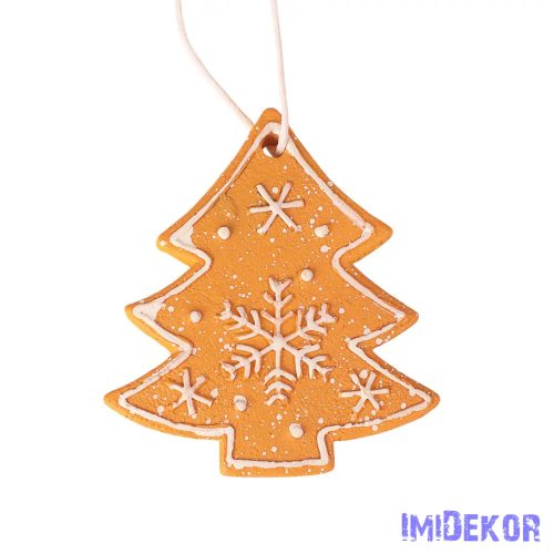 Mézeskalács fenyőfa dísz, polirezin, 6.2 x 7cm, kreatív felhasználásra vagy karácsonyfára