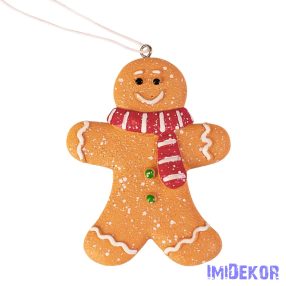   Mézeskalács dísz, polirezin, 6.3 x 8.5cm, kreatív felhasználásra vagy karácsonyfára