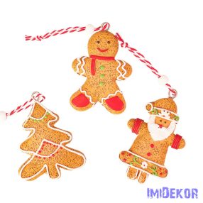   Mézeskalács dísz szett, polirezin, 6 x 5cm, kreatív felhasználásra vagy karácsonyfára
