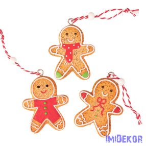   Mézeskalács dísz szett, polirezin, 5,5 x 4,5 cm, kreatív felhasználásra vagy karácsonyfára