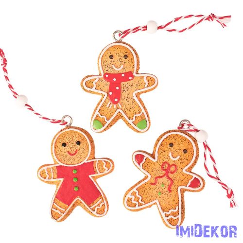 Mézeskalács dísz szett, polirezin, 5,5 x 4,5 cm, kreatív felhasználásra vagy karácsonyfára