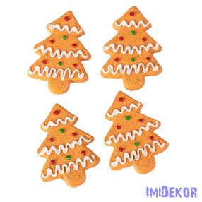   Mézeskalács dísz szett, polirezin, 4 x 3cm, kreatív felhasználásra - fenyőfa