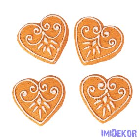   Mézeskalács dísz szett, polirezin, 4 x 3cm, kreatív felhasználásra - szív