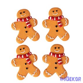   Mézeskalács dísz szett, polirezin, 4 x 3cm, kreatív felhasználásra - figura