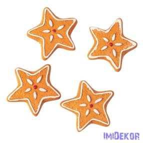   Mézeskalács dísz szett, polirezin, 4 x 3cm, kreatív felhasználásra - csillag