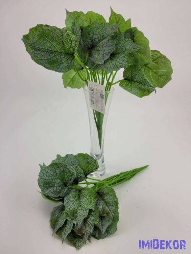 Leveles álló zöld selyem mű bokor cserepezhető 26 cm