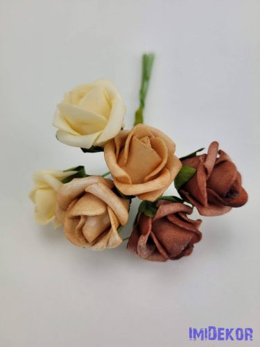 Polifoam rózsa 2 cm/fej 6 fejes köteg 13 cm - Vajas-Barnás Mix