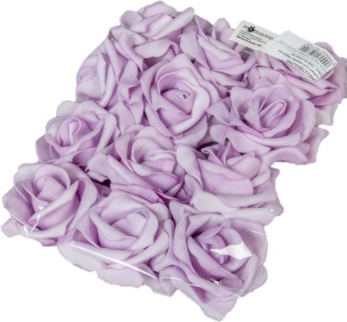 Polifoam rózsa fej virágfej habvirág 8 cm világos lila habrózsa