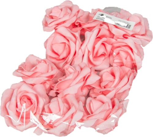 Polifoam rózsa fej virágfej habvirág 8 cm rózsaszín habrózsa