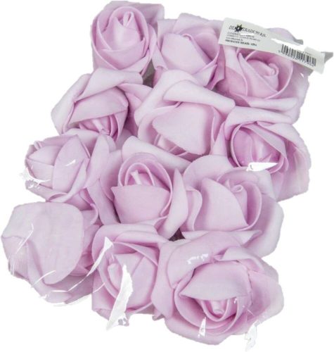 Polifoam rózsa fej virágfej habvirág 6 cm világos lila habrózsa