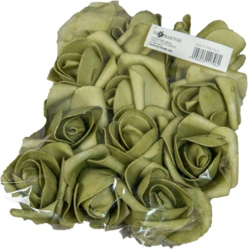 Polifoam rózsa fej virágfej habvirág 6 cm olivazöld habrózsa