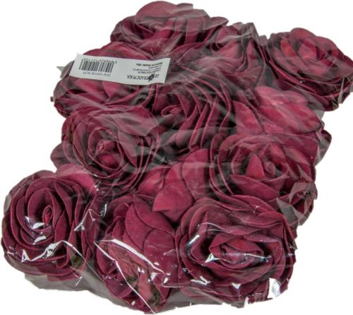 Polifoam rózsa fej virágfej habvirág 7 cm bordó habrózsa