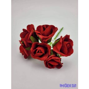Polifoam rózsa 5 cm drótos 6 fej/köteg - Piros