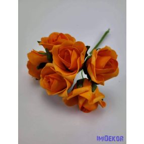 Polifoam rózsa 5 cm drótos 6 fej/köteg - Narancs