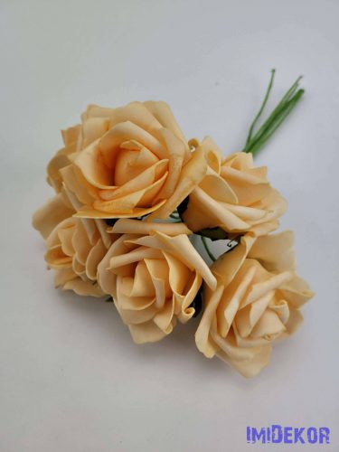 Polifoam rózsa 6 cm drótos 6 fej/köteg - Barack