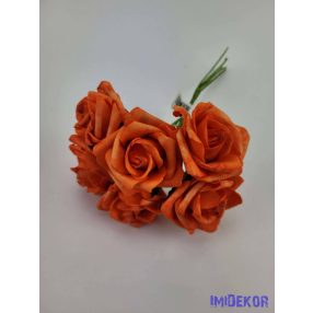 Polifoam rózsa 6 cm drótos 6 fej/köteg - Narancs