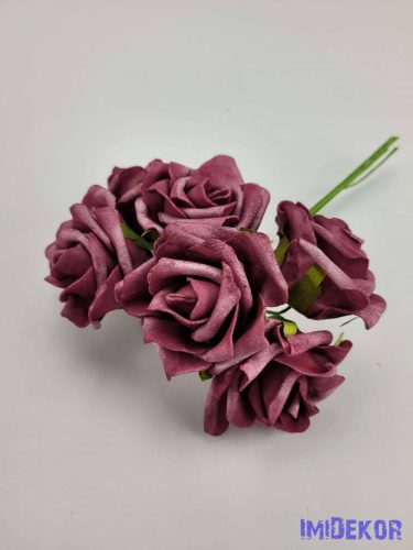 Polifoam rózsa 6 cm drótos 6 fej/köteg - Mályva