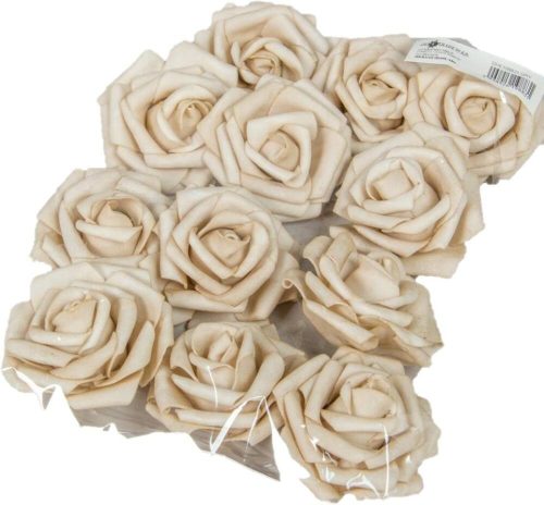 Polifoam rózsa fej virágfej habvirág 7 cm halvány barna habrózsa