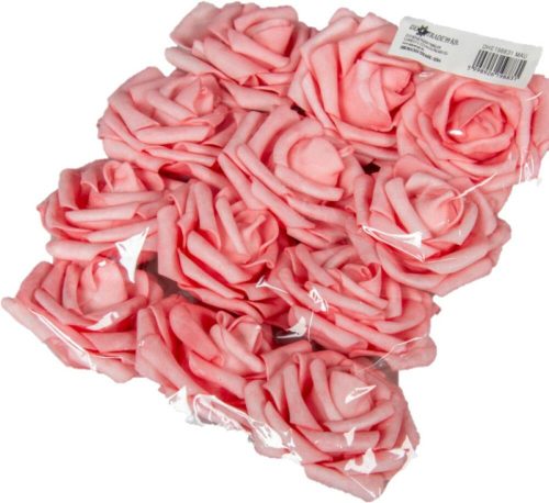 Polifoam rózsa fej virágfej habvirág 7 cm rózsaszín habrózsa