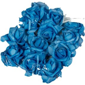 Polifoam rózsa fej virágfej habvirág 6 cm kék habrózsa