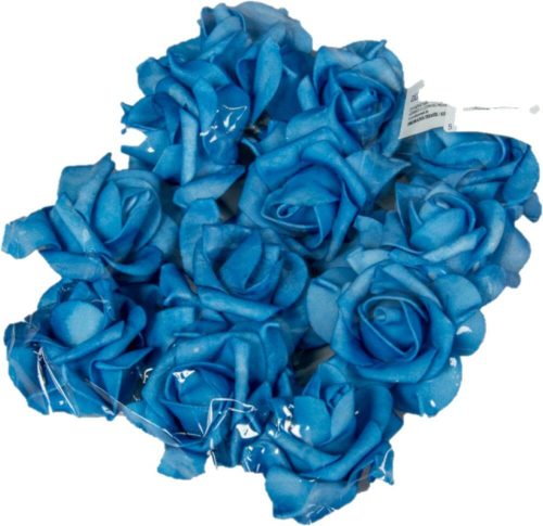 Polifoam rózsa fej virágfej habvirág 6 cm kék habrózsa