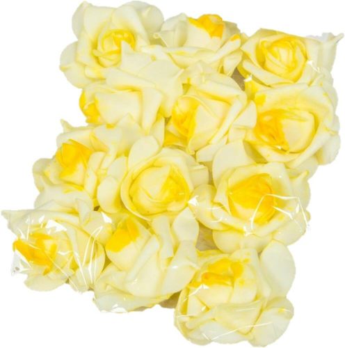 Polifoam rózsa fej virágfej habvirág 6 cm világos sárga habrózsa