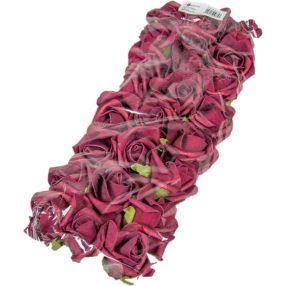   Polifoam rózsa fej virágfej habvirág aljlevéllel 6 cm bordó habrózsa