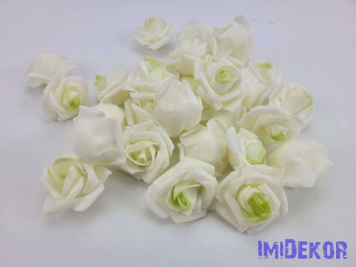 Polifoam rózsa fej virágfej habvirág 4 cm habrózsa - Krém-Zöld