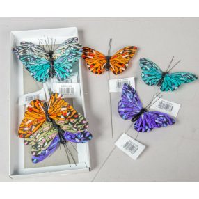 Színes lepke drót pálcával 10,5 cm több színben