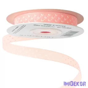 Pöttyös organza szalag 10mm x 20m - Púder rózsaszín
