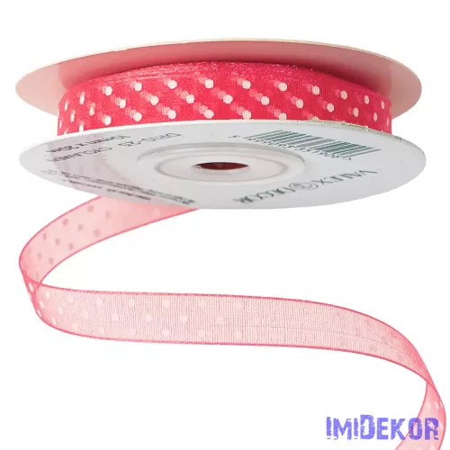 Pöttyös organza szalag 10mm x 20m - Ciklámen